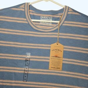 Faherty Sunwashed Tee NEW XL Coast Coral Stripe Organic Cotton Shirt MKS2517-CCS